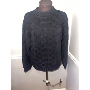 Vintage Hunt Club Cable Knit‎ Mock Neck Black Sweater Sz L Womens USA